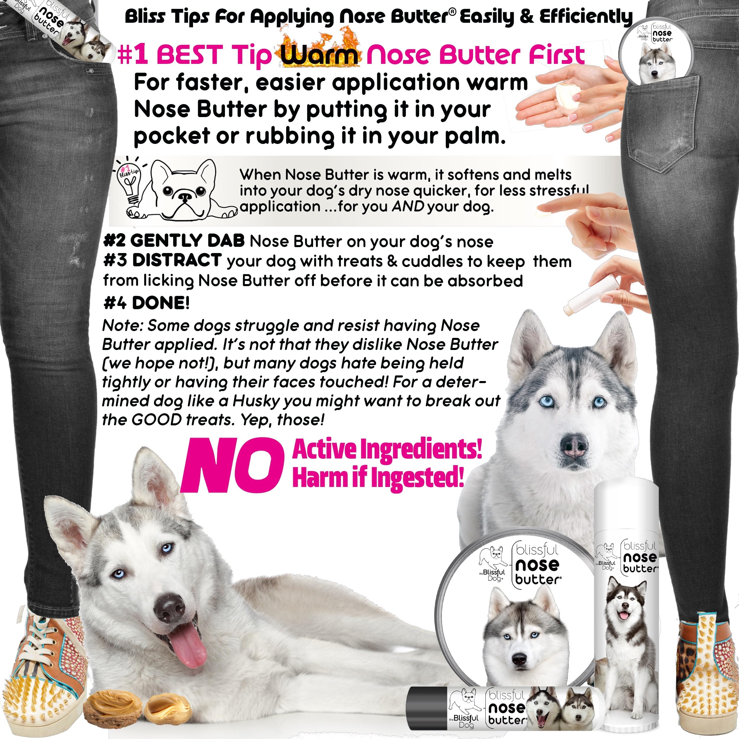 The Blissful Dog Husky Unscented Nose Butter - Dog Nose Butter, 4 Ounce